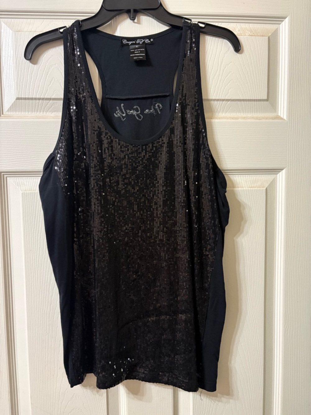 Cowgirl Tuff Black Sequin Scoop Neck Tank